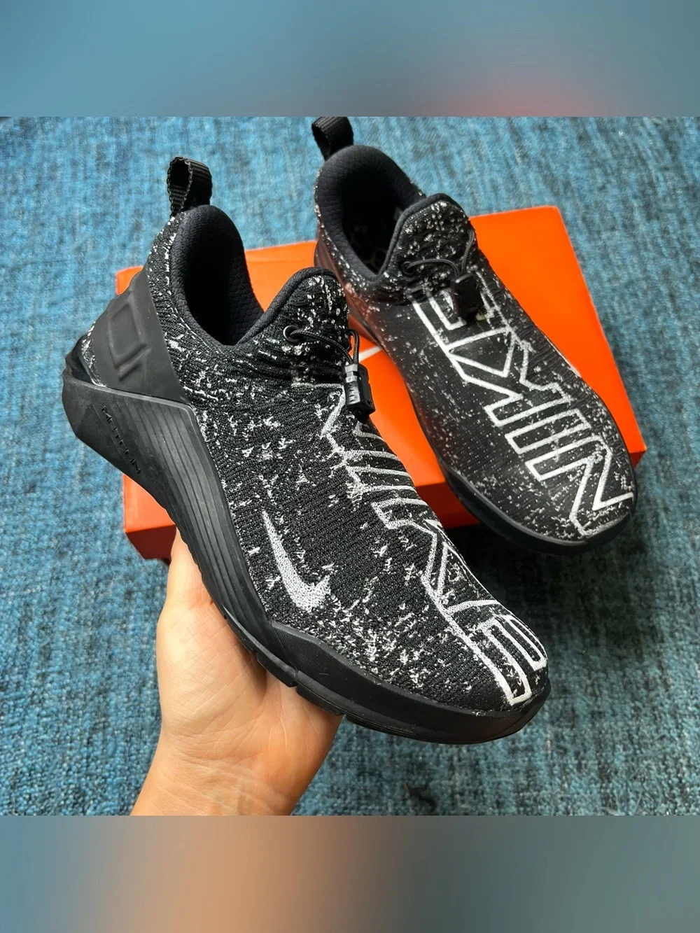 Nike React Metcon Slip On Sneakers in Black White Women's Size 7 Gym Training